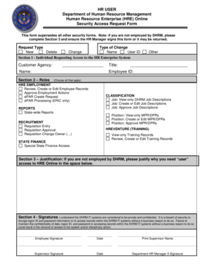 HR Enterprise Security Access Request Form