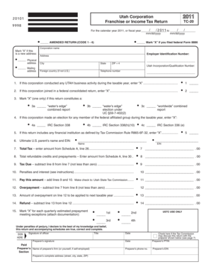 Utah Corporation Franchise or Income Tax Return
