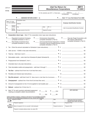 Utah Tax Return for Miscellaneous Corporations TC-20MC