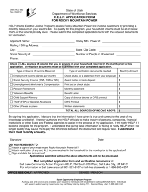 Utah HELP Electric Bill Discount Application