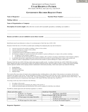 Utah Government Records Request Form