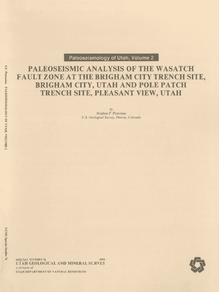 Paleoseismology of Utah Volume 2Paleoseismic Analysis of the Wasatch Fault Zone at the Brigham City  Preview on Page 1
