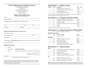 Vermont Water Test Order Form