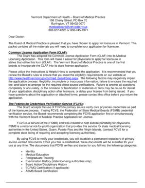 Vermont Medical Licensure Application