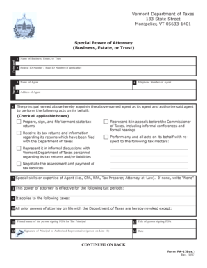 Vermont Special Power of Attorney