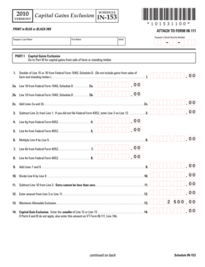Vermont Capital Gains Exclusion Form 2010