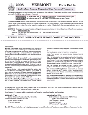 2008 Vermont Form IN-114
