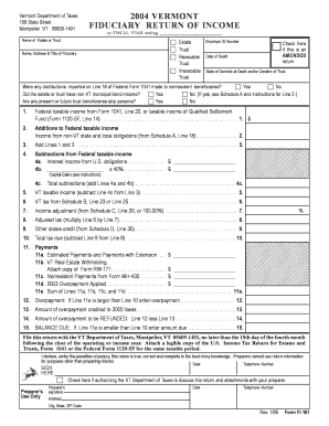 Vermont Fiduciary Income Tax Form FI-161