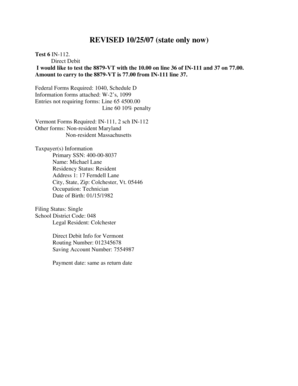 Vermont 2007 Income Tax Return