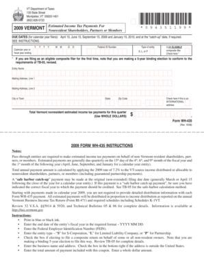 Vermont Estimated Income Tax Payments Form