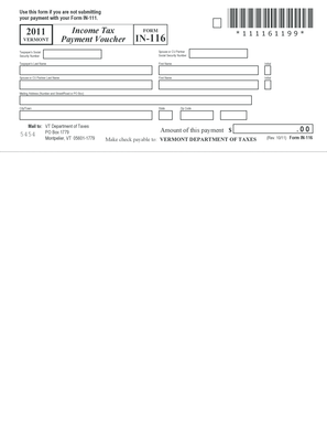 Vermont Payment Voucher IN-116