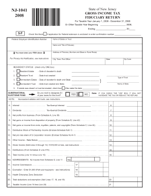 NJ-1041 Fiduciary Tax Return