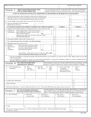 New Jersey Schedule A Form