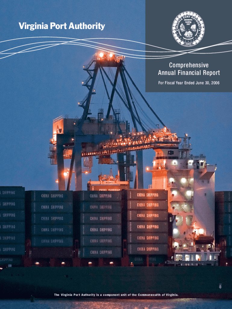 Virginia Port Authority Annual Financial Report for the year ended Preview on Page 1