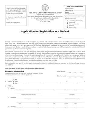 New Jersey Student Registration Form