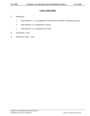 Certificate of Extension of Deed of Trust CC-1525