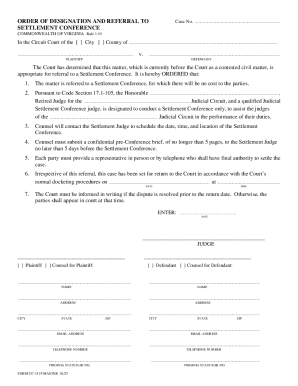 Virginia Settlement Conference Order