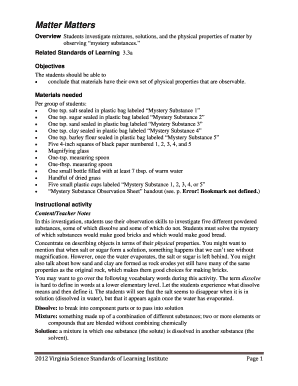 Matter Matters Science Activity