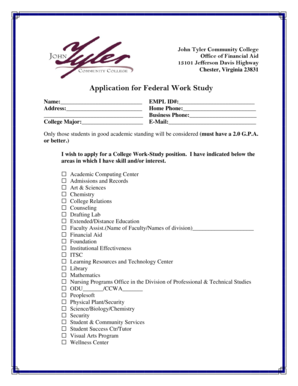 Federal Work Study Application