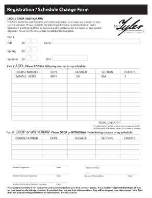 Registration / Schedule Change Form - John Tyler Community College - jtcc