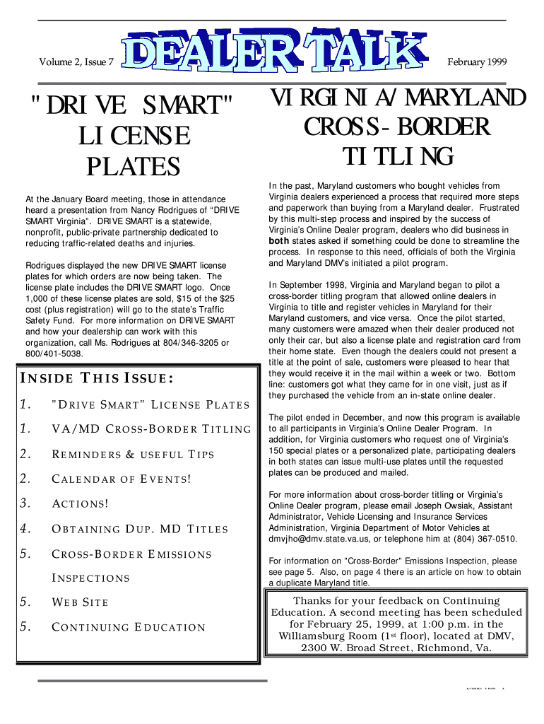 Fillable Online mvdb February 1999 Newsletter Motor Vehicle
