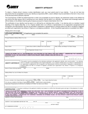 Virginia Identity Affidavit