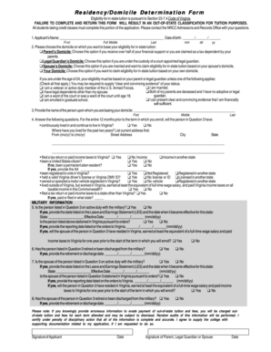Virginia Residency Domicile Determination Form