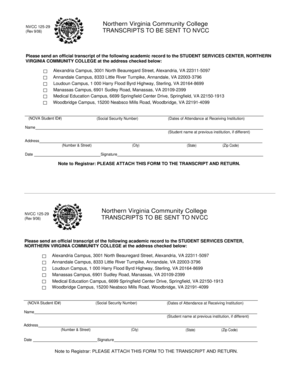 NVCC Transcript Request Form