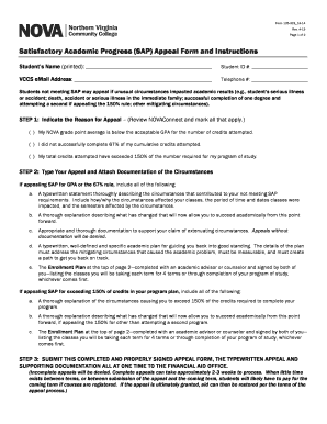 Satisfactory Academic Progress Appeal Form