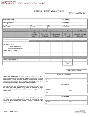 Consultant invoice template - HISTORIC PRESERVATION INVOICE NJSDA Form 805 (HP) - njsda