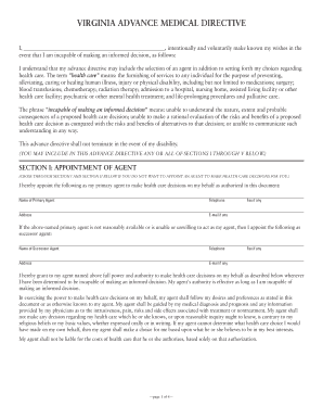 2012 Virginia Advance Directive Statutory Form - Virginia State Bar - vsb