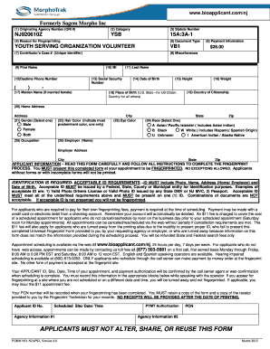 New Jersey Youth Serving Organization Volunteer Fingerprint Form