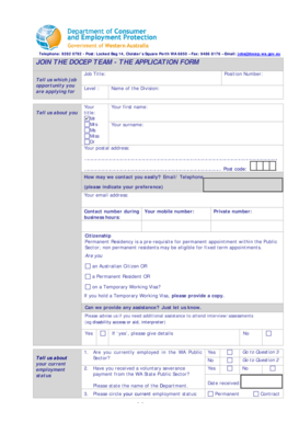 WA Public Sector Job Application Form
