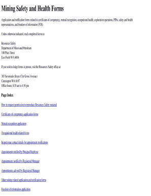 Mining Safety and Health Forms