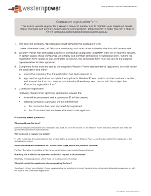 Western Power Contractor Registration Form