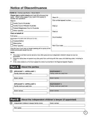 Notice of Discontinuance Form 10