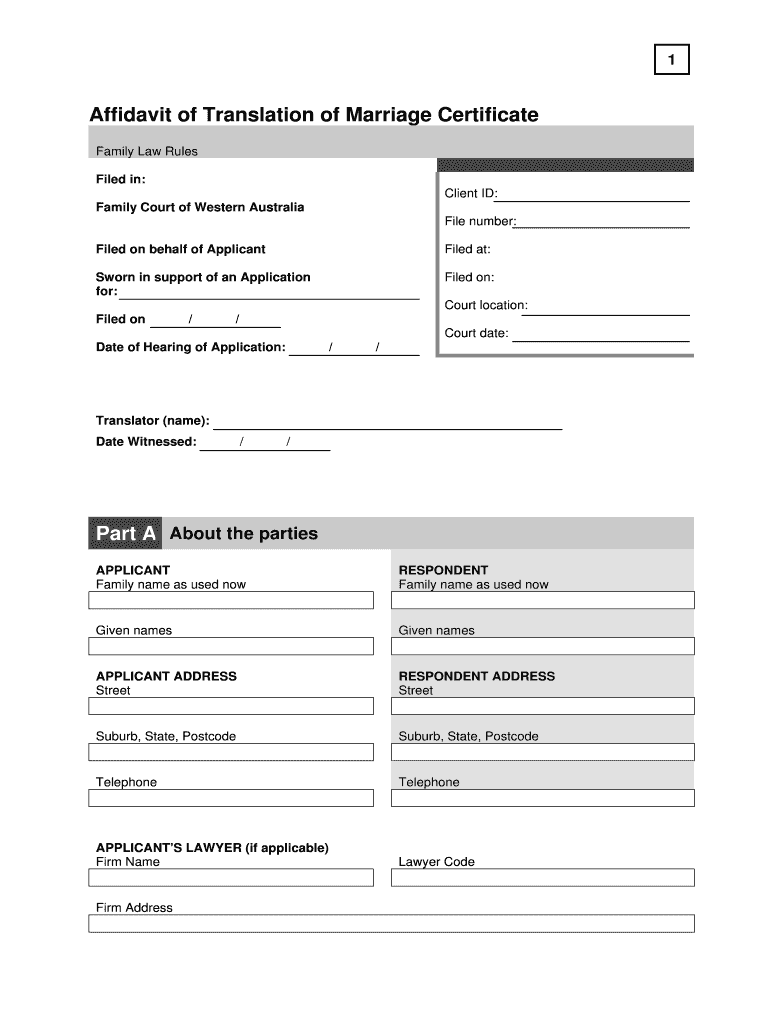 Fillable Online familycourt wa gov Affidavit Family Court of Western Australia Fax Email Print