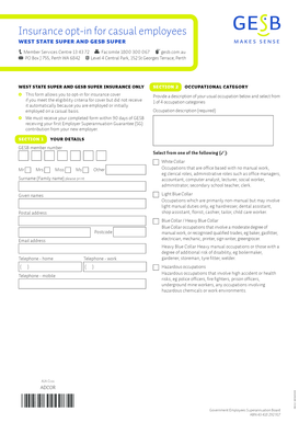 Insurance Opt-In Form for Casual Employees