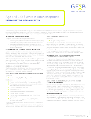 Age and Life Events Insurance Options Form