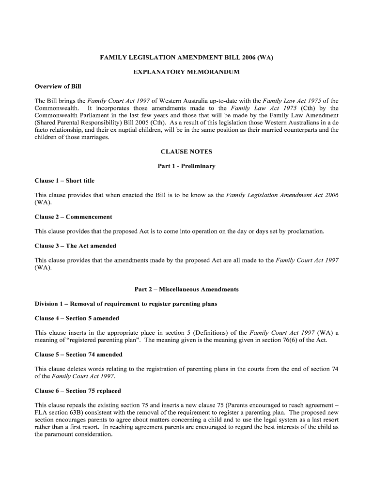 Fillable Online Family Court Amendment (Family Violence and Other