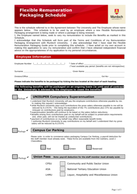 Flexible Remuneration Packaging Schedule