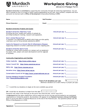 Please click here for Workplace Giving Pledge Form - Murdoch ...