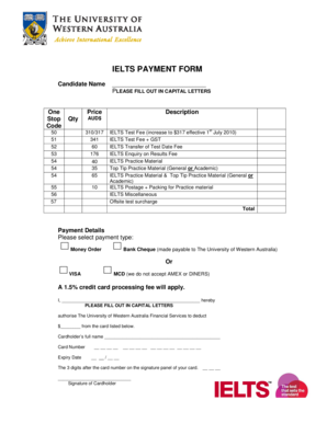 IELTS Payment Form