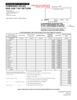 Nevada Combined Sales and Use Tax Return