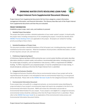 Project Interest Form Supplemental Document Glossary - nmenv state nm