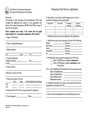 New Mexico Temporary Food Service Application
