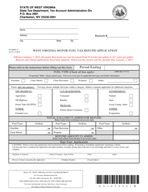 West Virginia Motor Fuel Tax Refund Application