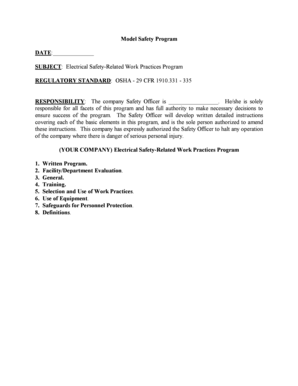 Electrical Safety Program Template