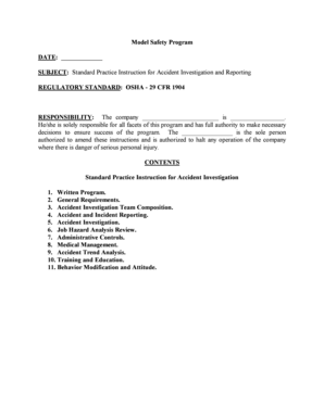 OSHA Accident Investigation and Reporting Form