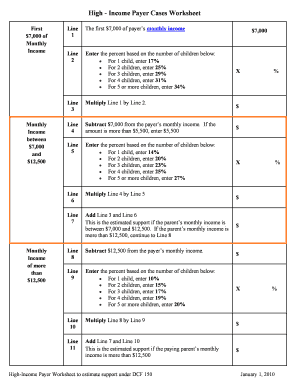 High-Income Payer Worksheet
